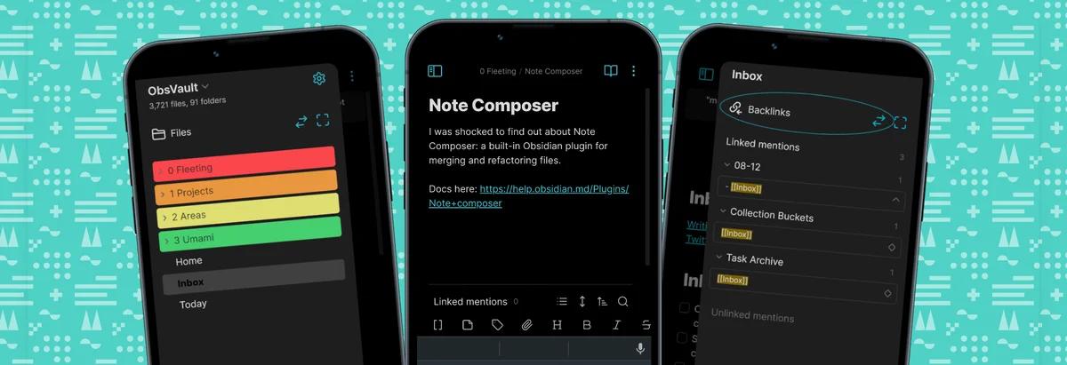 A stylized screenshot of Obsidian Mobile.
