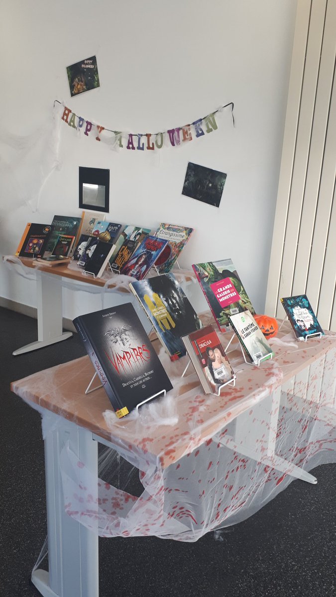 CDIMimo06's tweet photo. Au retour des vacances, retrouvez au CDI la sélection 🍁orange🍂aux couleurs de l'automne. Et pour prolonger Halloween 🎃 des livres pour frissonner et se faire peur... 👻 
A emprunter dès lundi ! 📚
@CollegeMimosas 
#halloween #CDI #lecture https://t.co/Lyef6CjspH