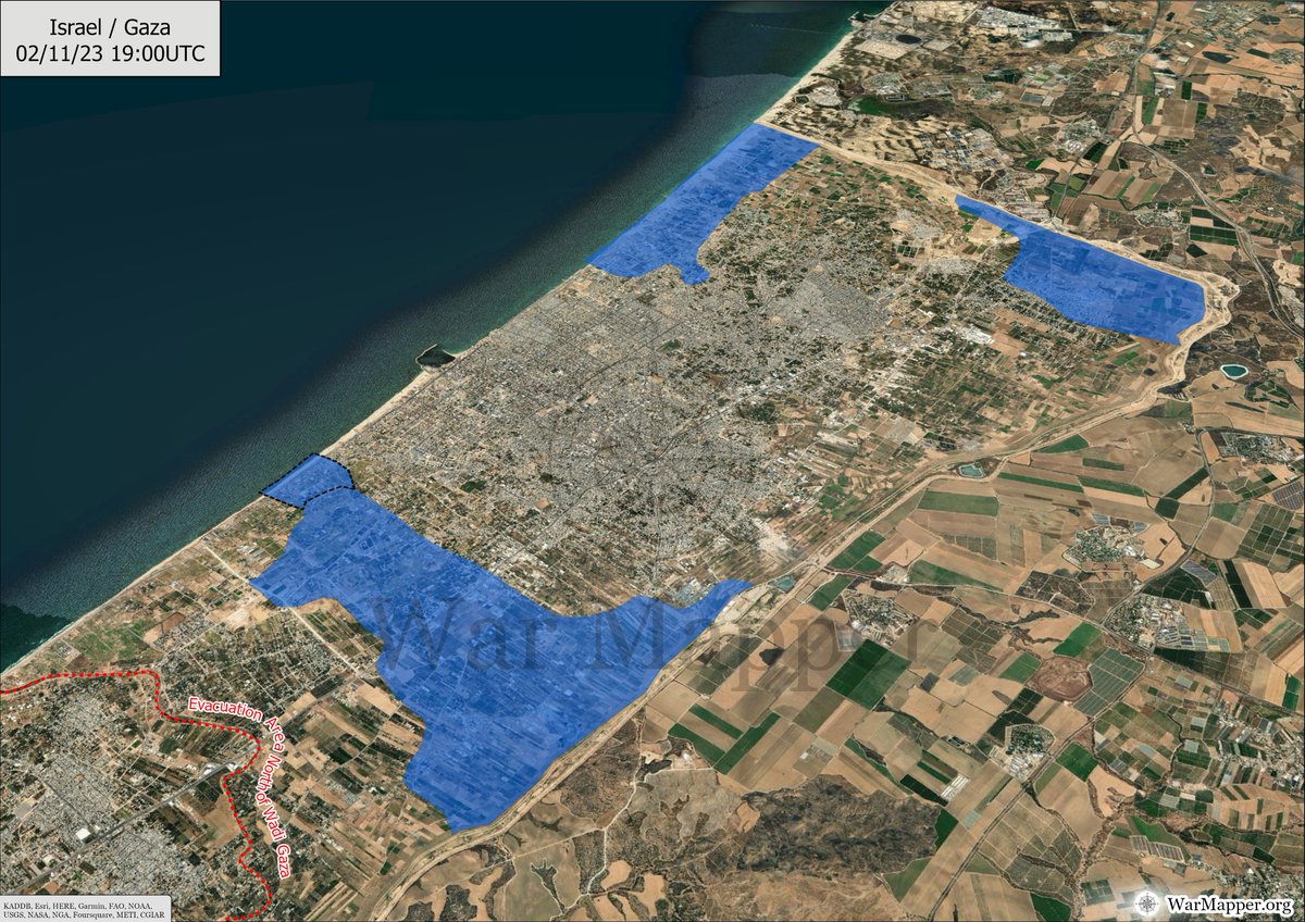#Gaza map update. #Israel has reached the coast south of Gaza City, severing the last route connecting it and the southern Gaza Strip. With this, the #IDF has effectively encircled the city.