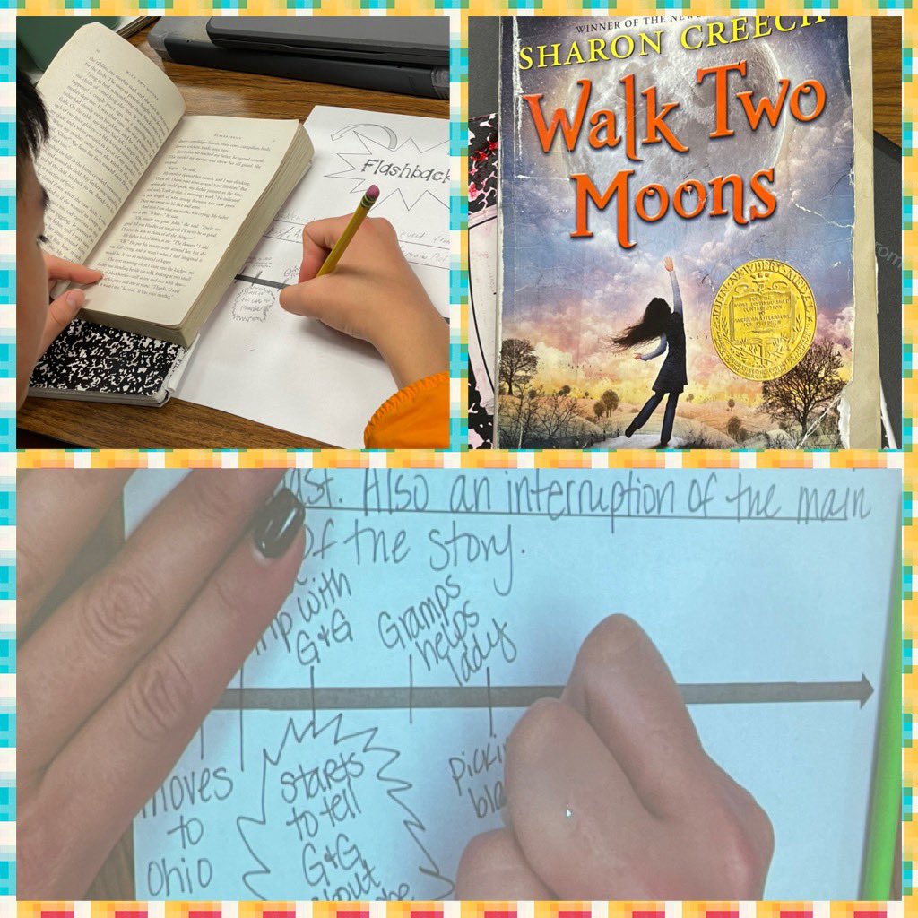 6th grade is learning about flashbacks in Walk Two Moons. Ms.High’s class is SUPER engaged with this story! There are all kinds of theories percolating! @BoydBlackhawks @AISDLiteracy
