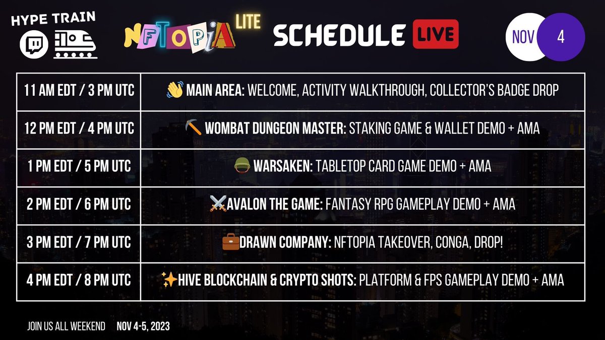 🎉#Warsaken Legion Get Ready #NFTOPIA #AMA🎉 

➡️nftopia.weebly.com 11/4 10AM PDT⬅️

✅<a href="/WAX_io/">WAX</a> <a href="/hive_blockchain/">Niallon11</a> <a href="/EOSnFoundation/">New ENF Handle - Follow @EOSNetworkFDN</a>✅
✅<a href="/adoptwombat/">Wombat - powered by PlayMind</a> <a href="/DanuGames/">AvalonTheGame</a>✅
✅<a href="/cryptoshots_nft/">Crypto Shots | Web3 Shooter @ HIVE/BTC/WAX/ETH</a> <a href="/FunnyNFTGuy/">Drawn Company</a>✅
✅<a href="/ConsumerBreak/">ConsumerBreak Stream📺🌐</a> <a href="/PuzzlerPuzzled/">Puzzled|#NFTOPIA5 was AMAZING!</a>✅

🎮#Web3Gaming #P2E #NFT #crypto #metaverse🎮