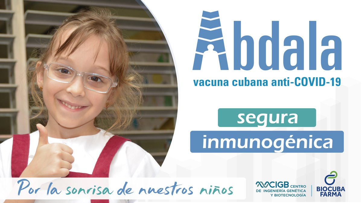 Cuba fue el primer país del mundo en establecer una estrategia de vacunación anti-COVID-19 en edades pediátricas a niños mayores de 2 años de edad.
#Abdala #SiemprePorLaVida