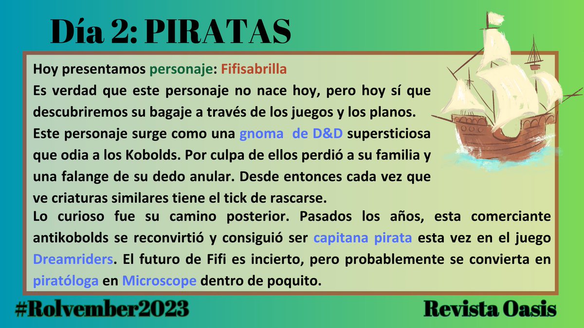en_bolsillo's tweet photo. Vamos con el segundo día del #rolvember de @OasisRevista de @Portico_AEFCFT
Día 2, Piratas. Hoy el background de uno de mis personajes itinerantes. 😊💜 https://t.co/7sIF5peQBm