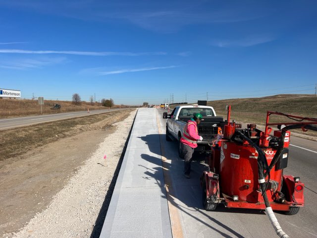 Behind the scenes of a job well done! Our dedicated joint sealing crew working their magic to keep your concrete looking great and lasting longer. 
 #Nebraska #Construction #Concrete