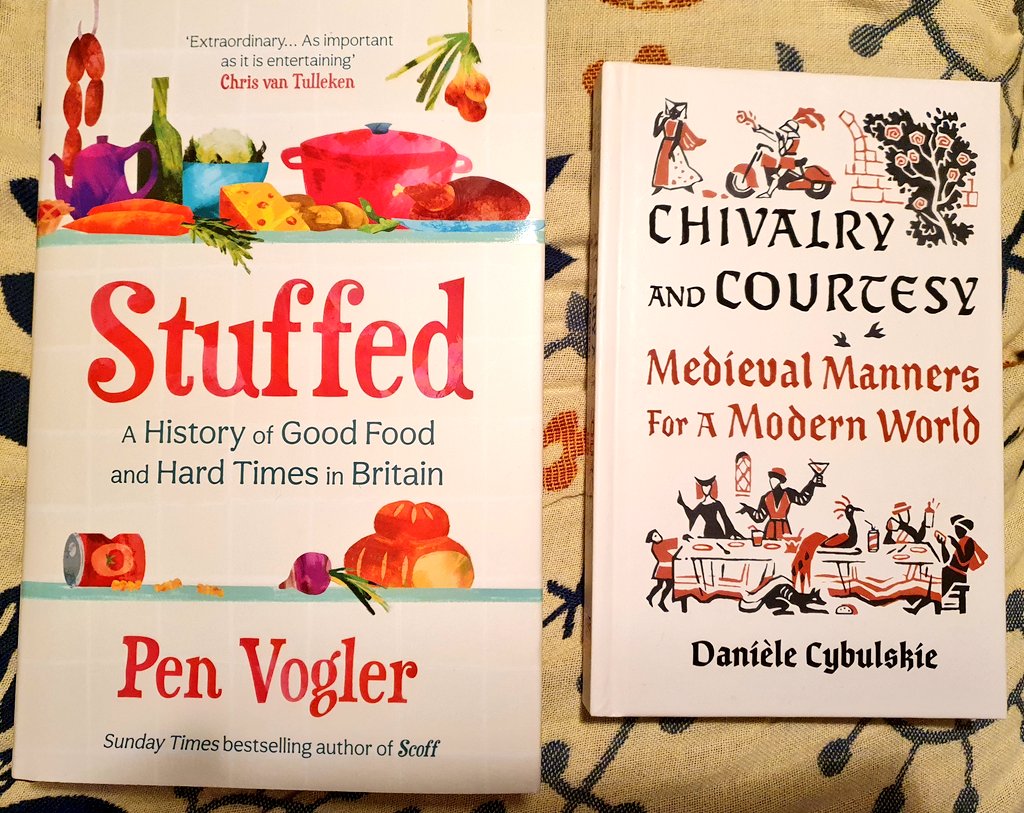 neilbuttery's tweet photo. Waiting for me after getting home adter a very, very long day, 2 books I cannot wait to read...

Chivalry &amp; Courtesy by @5MinMedievalist &amp; Stuffed by @PenVogler ! 

But which do I read first? https://t.co/mVNwff2Rri