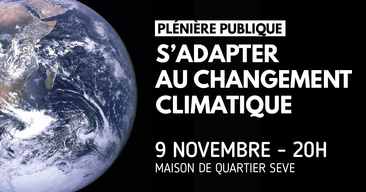 🌎 Le changement climatique, comment s'y adapter ? 🌎

Vous l'avez demandé, nous le faisons : lancement des plénières thématiques Poitiers Collectif ! Une plénière par mois pour s'informer, se former, et débattre sur des sujets globaux ET locaux à la fois, que vous avez choisi.