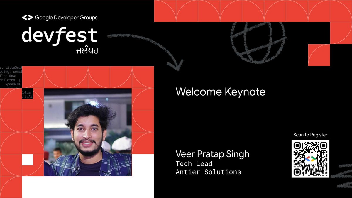 GDGJalandhar's tweet photo. 🚀 Kickstarting #DevFestJalandhar with Veer Pratap Singh's (@theveer5) Welcome Keynote! 🚀 Get ready to be inspired and motivated for a day full of learning and innovation! #GDGJalandhar #TechCommunity #WelcomeKeynote #DevFest #DevCommunityPB https://t.co/KQacqPRZkF