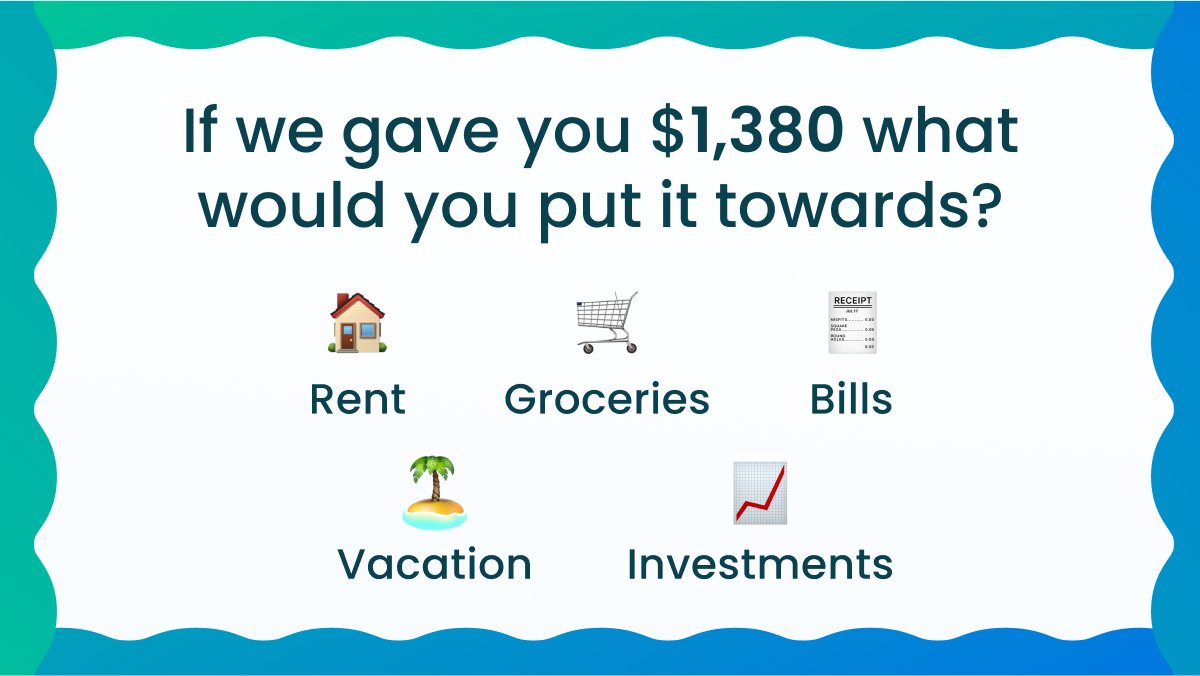 That’s a lot of cash in your pocket! And we’d love to hear what you’d do with it. Let us know by retweeting with your favorite emoji. #savings #bills #splurge