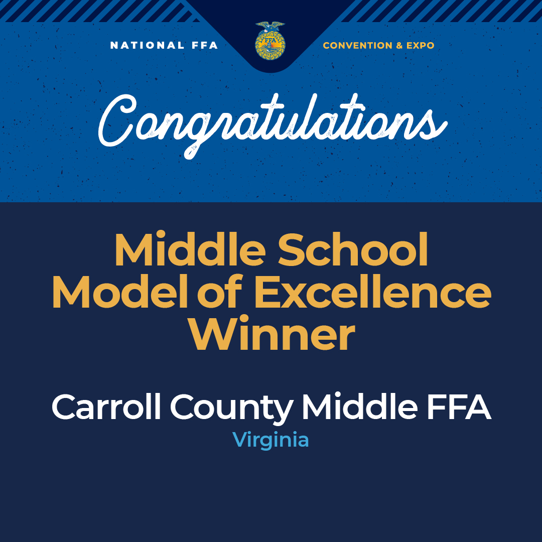 NationalFFA's tweet photo. The Middle School Model of Excellence Winner has been announced! π π±
Click the link! π π
https://t.co/V1OFOXMvwW
#FFA23 #NationalFFA #FFA #Awards #ConventionAndExpo #SessionTwo https://t.co/D7mWbNWIKY