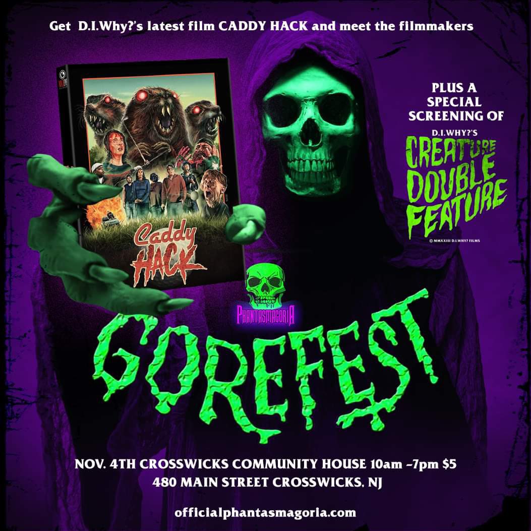 We’ll be slinging our new film Caddy Hack at the first ever Gorefest this Saturday from 10am-7pm!! Plus a screening of our Creature Double Feature!! 
#caddyhack #newrelease #trentonmakes #independenthorror #diwhyfilms #wildeyereleasing #filmfestival #gorefest #wildeyemovies