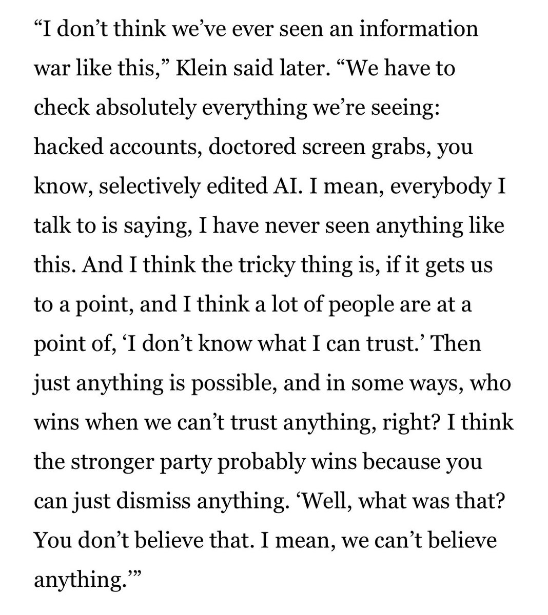 mlcalderone's tweet photo. “I don’t think we’ve ever seen an information war like this,” @NaomiAKlein tells @brianstelter on the latest “Inside the Hive” https://t.co/bj6uMYdfwM https://t.co/3q7hrsSxoC