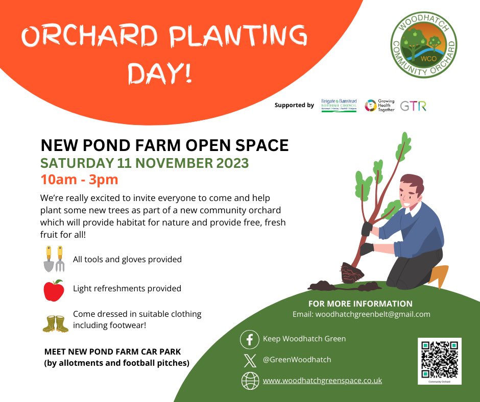 So excited, first fruit trees for the new Woodhatch Community Orchard arrive next week ready for our first ever planting day on the 11th. Second planting day will be on the 19th. Weather permitting of course. #orchard #community #volunteering