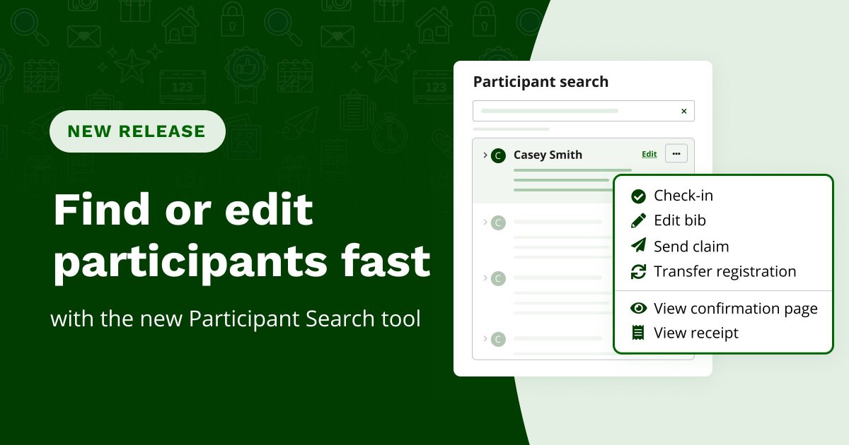 Find and edit participants, fast! Our new Participant search feature provides a faster way to look up individual participants. Learn more: raceroster.com/articles/new-f…