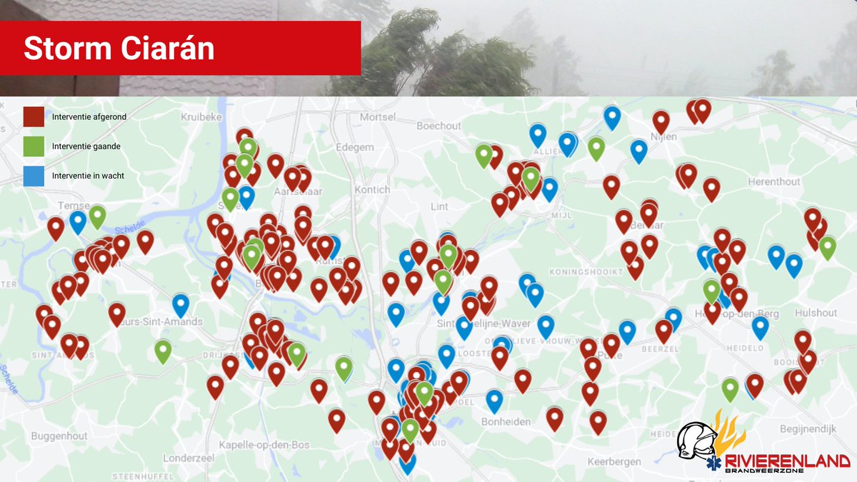 [STORM: update] We hebben intussen 270 oproepen binnengekregen en al bijna 190 interventies uitgevoerd.
Ondanks de enorme inspanningen van al onze medewerkers zijn er nog steeds heel wat meldingen die afgewerkt moeten worden. Wij gaan door, hou het veilig!
rivierenland.hulpverleningszone.be/.../stormschade