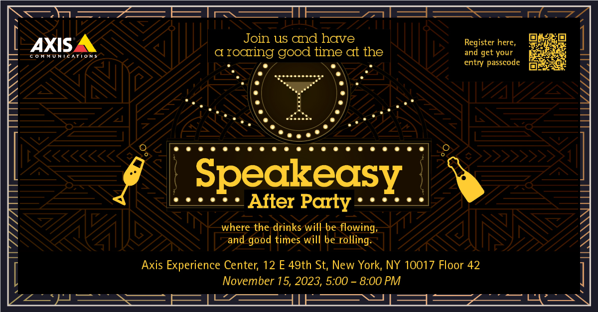 Axis_NA's tweet image. Attention security professionals! Looking for a place to network, share insights from #ISCEast and discuss your projects, while enjoying hors-d'œuvres and crafted cocktails? Join us at the Axis Speakeasy after-party!
Save your spot: bit.ly/40fm0L1