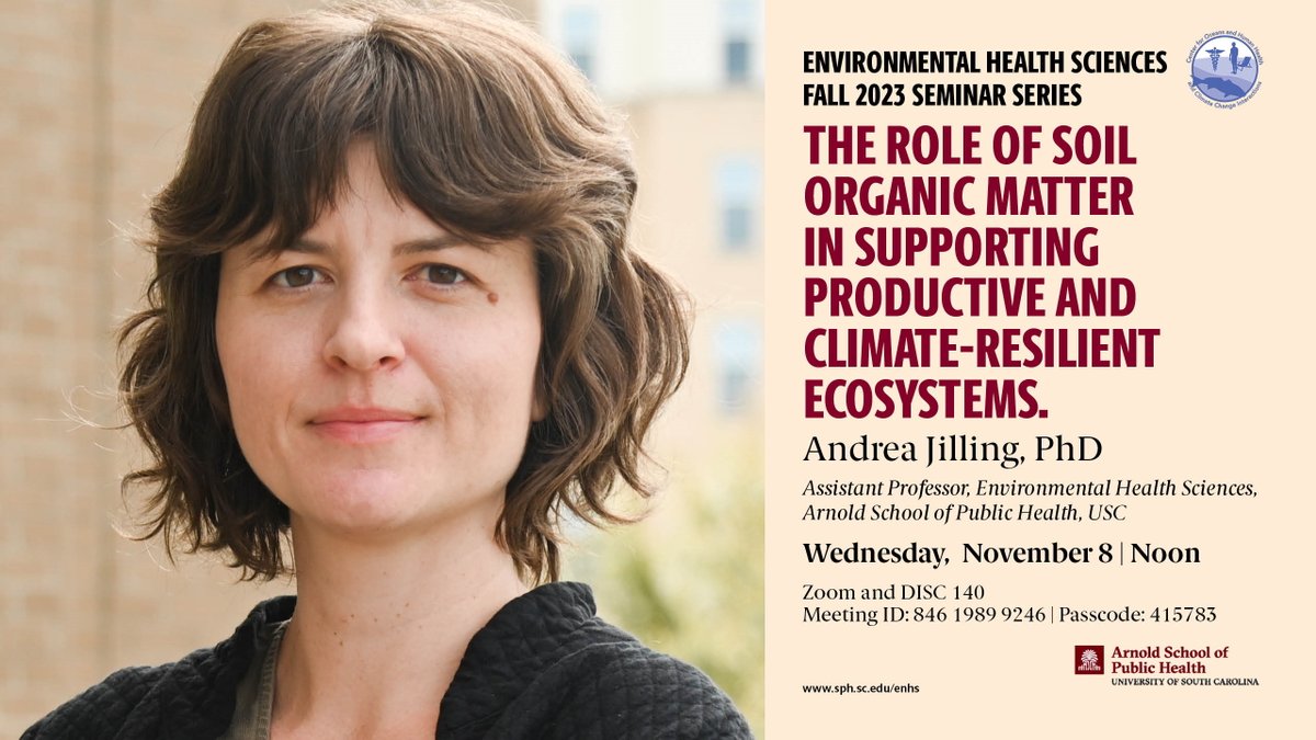 Soil plays a role in supportive climate-resilient ecosystems, and environmental health sciences assistant professor Andrea Jilling can tell you all about it. Meet us online or in Discovery on 11/8 at noon. ow.ly/fxw750Q374t