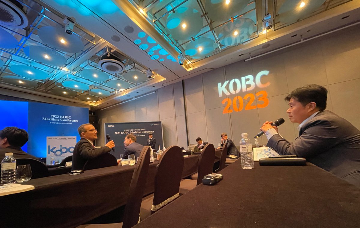 AXSMarine's tweet image. 🚢AXSMarine at KOBC Maritime 2023
Jan Tiedemann, VP Liner Strategy, led the way at the #conference discussing:
🔍Supply &amp;amp; demand in #liner market
🌱The &apos;Green&apos; Fleet &amp;amp; Vessel Orderbook
🔮Outlook: Shaping the industry&apos;s path
Join us in embracing innovation in the #maritime sector!