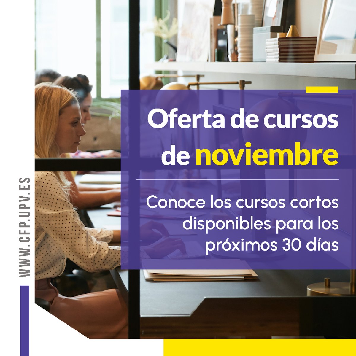 ¡Conoce los cursos que ofrecemos en noviembre! Desde finanzas hasta diseño, pasando por tecnología y mucho más, ¡tenemos el curso perfecto para ti!

Para obtener más información sobre estos cursos, visita  cfp.upv.es/formacion-perm…  ¡ 💼🎓
#FormaciónPermanente  #UPV #Noviembre2023