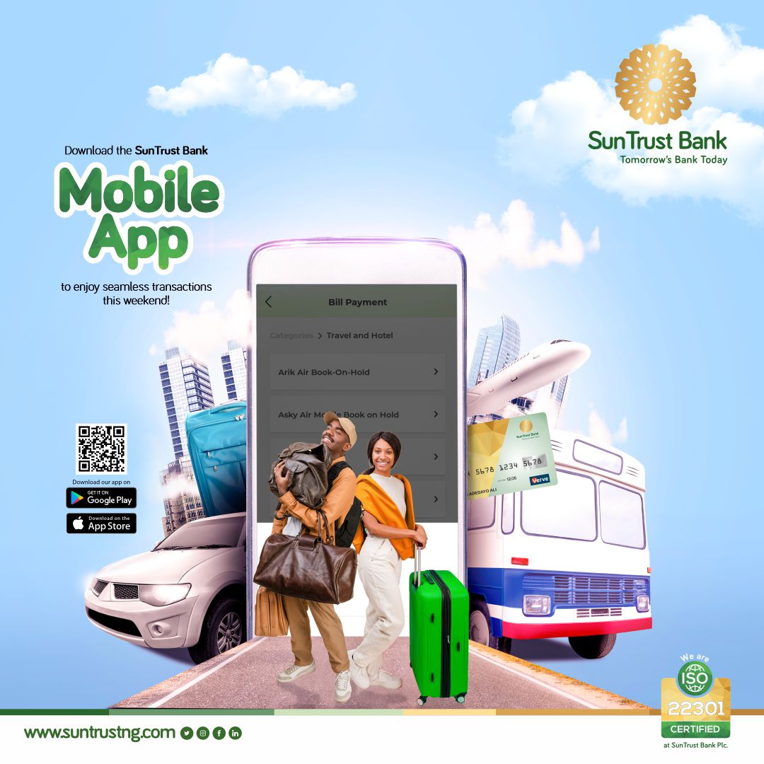 SunTrustNG's tweet image. Enjoy seamless transactions and bill payments this weekend!
.
#SunTrustNG #MobileBank #BankWithEase #OnlineBanking #TomorrowsBankToday