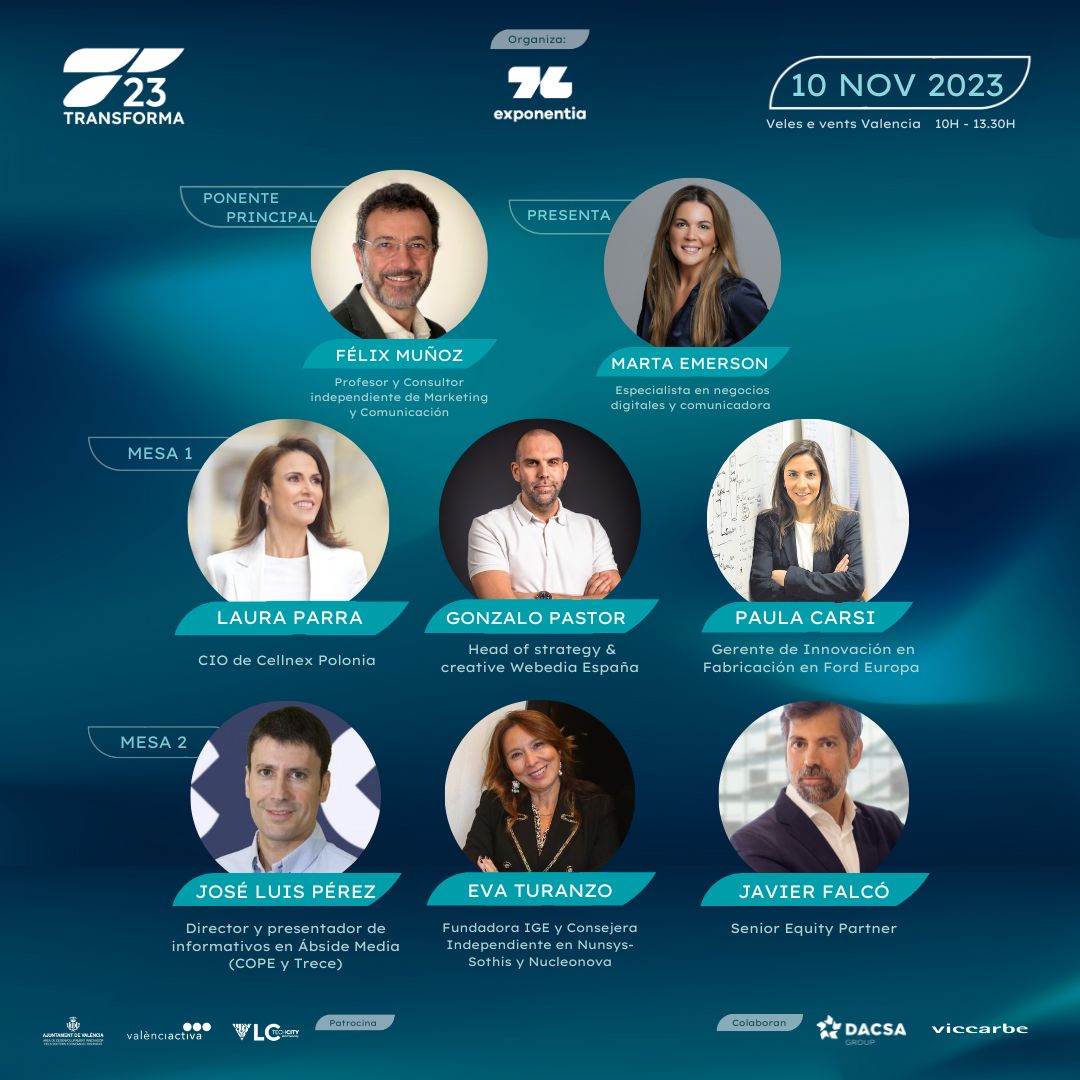 Os invitamos a #Transforma23, evento de divulgación anual de nuestro partner <a href="/Exponentia__/">Exponentia</a> 🚀

Expertos de primer nivel tratarán tendencias en innovación y tecnologías disruptivas 🤖

🗓️ 10 NOV
📍 <a href="/veleseventsvlc/">VELES E VENTS Valencia</a> 

Puedes inscribirte online y offline👇
🔗mtr.cool/bvoeqxsxmj🔗