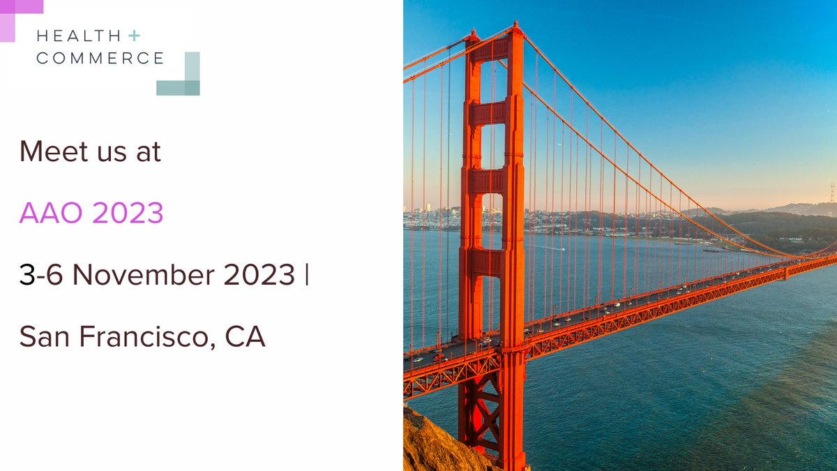 Heading to San Francisco for #aao2023?

H+C team members will be on the ground supporting clients and networking with colleagues!

Let us know if you’ll be there!

#SanFrancisco #Ophthalmology #Conference