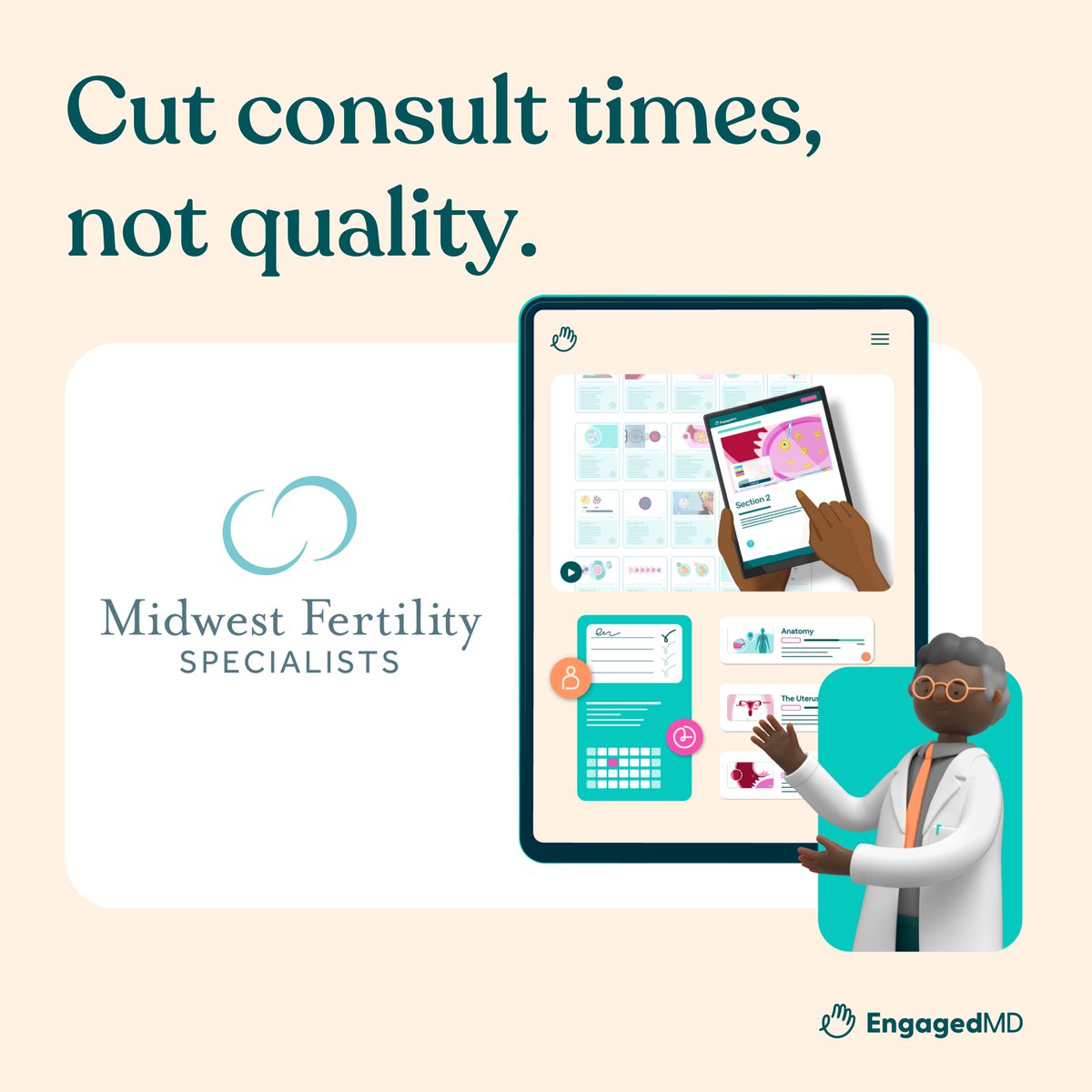 How did Midwest Fertility Specialists manage to cut 20 minutes off each patient consult without sacrificing quality? The answer is EngagedMD. Intrigued? Check out the full case study. hubs.ly/Q026YYfZ0

#Efficiency #PatientCare #QualityMatters #Fertility #PatientExperience