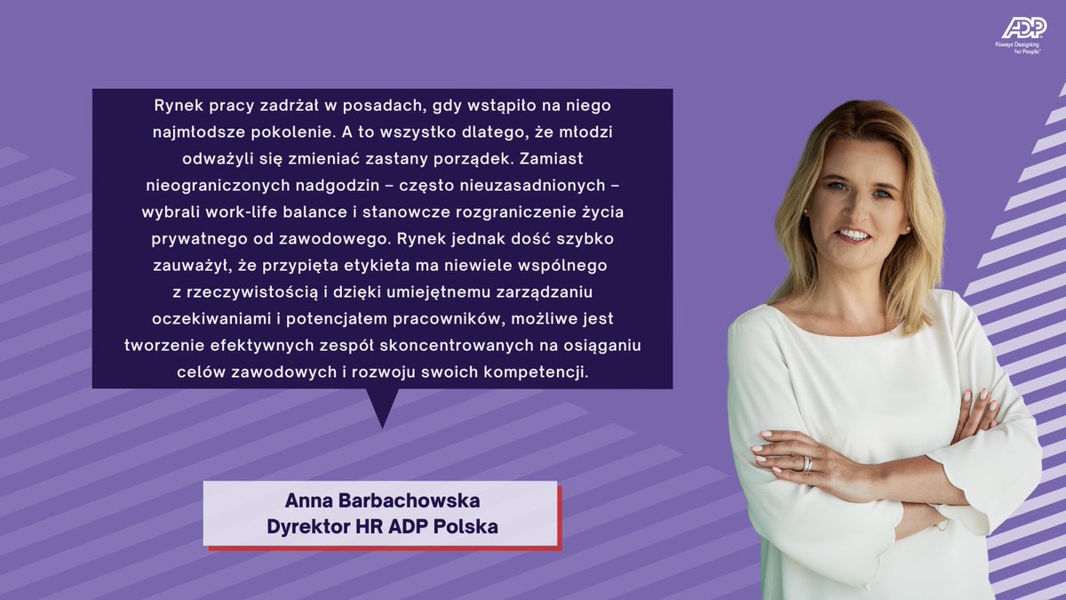 ADP_PL's tweet photo. Aż 90,03 proc. Zetek jest zadowolonych ze swojej pracy❗️ 

Więcej na temat pokolenia Z mówi w @INFORPL Anna Barbachowska, dyrektorka HR w #ADP Polska.
👉https://t.co/jBsTwDIsV4 https://t.co/JKTeeYgfjT