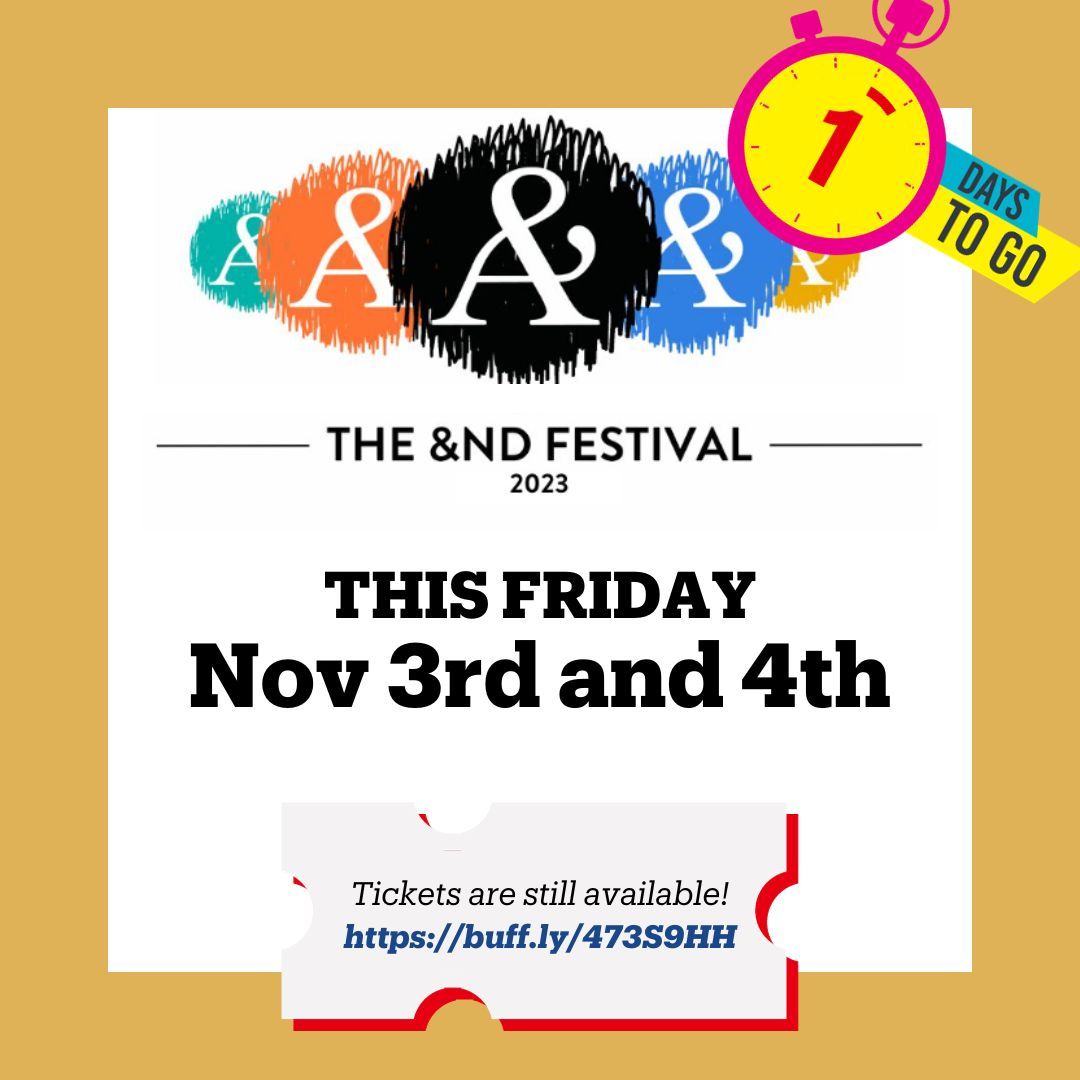 We can't wait to see you tomorrow at our annual &amp;nd Festival!
Featuring Indie Literary Market in collaboration w the Meet the Presses Collective, keynote and series of insightful panels, and celebratory gala to announce the winner of our first Essay Contest. 
Don't miss out!