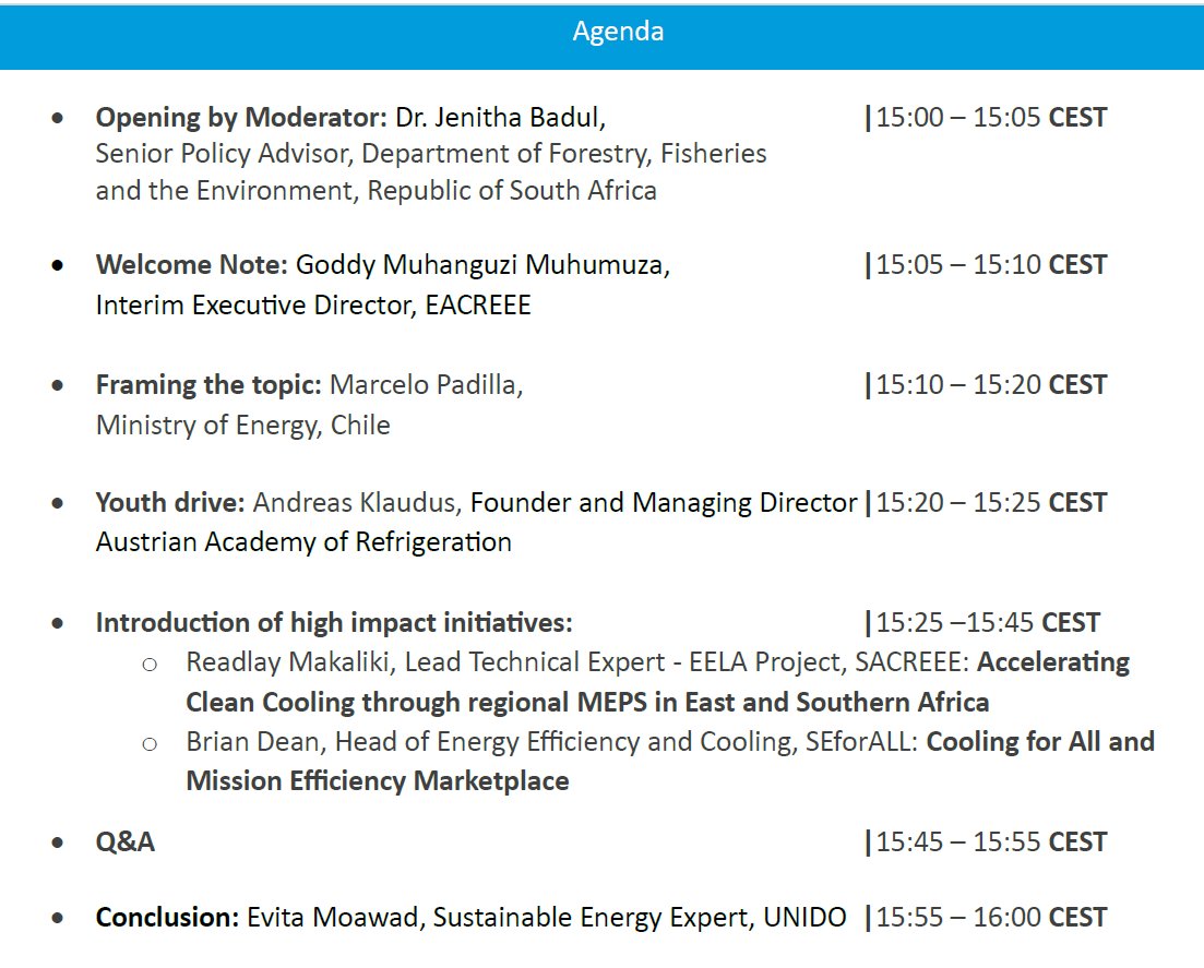 Very excited about the EELA Solution Session on CLEAN COOLING at 3PM tomorrow at #IVECForum23 - don't miss it! @SACREEE_SADC @EACREEE4EA @Sida