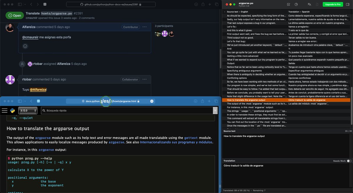 AlfonsoAreizaG's tweet image. Hanging out translating the official documentation of python . Put simply, translating the releases of argparse lib for python 3.12
#Python #pythonenespañol #pythondoces