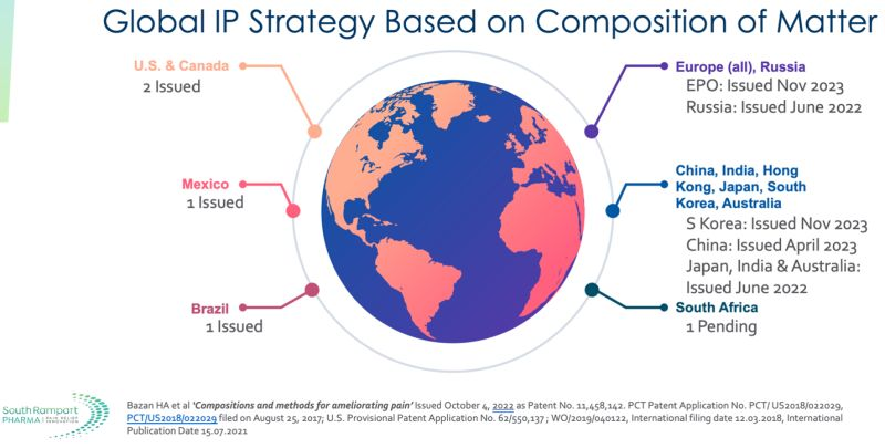 South Rampart Pharma, an OV portfolio company, secured an EU patent for its lead molecule, SRP-001.

SRP-001 is non-addictive and avoids the liver/kidney toxicities of available pain medicine

After successful Phase 1 results, SRP is launching Phase 2  trials in 2024.