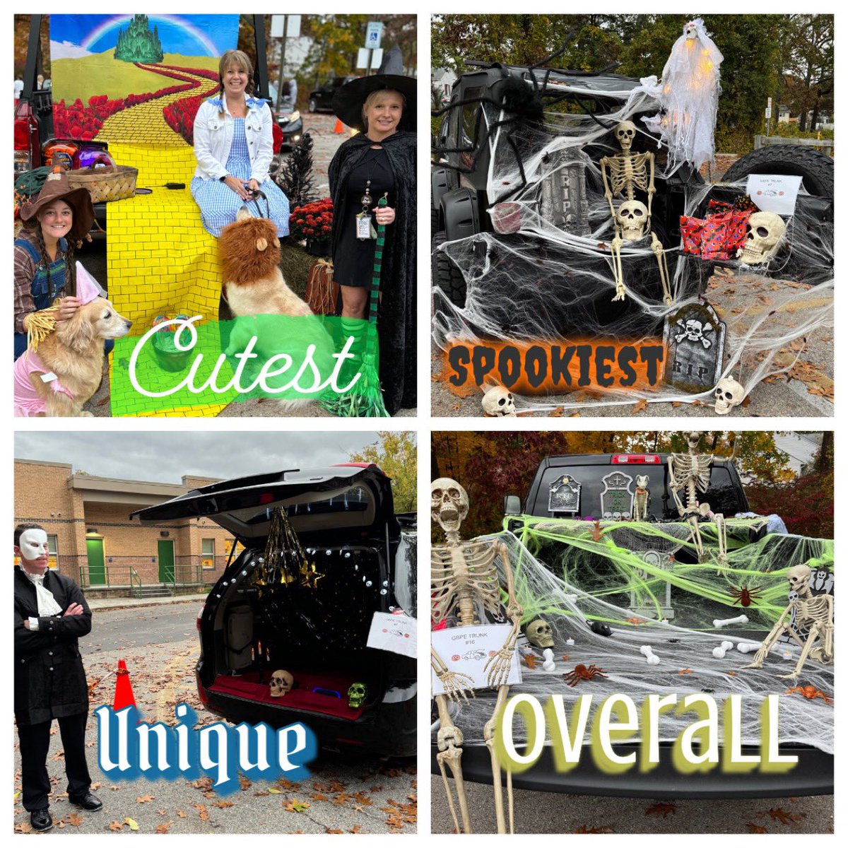 Congratulations to our trunk winners! 
Cutest-Trunk 1
Spookiest-Trunk 16
Most Unique- Trunk 8
Overall Favorite- Trunk 1 and Trunk 7

Each winner will receive  a Dunkin giftcard and will be contacted this week! 
Thank you all for participating and bearing the rain. <a href="/gbparkaacps/">Glen Burnie Park</a>