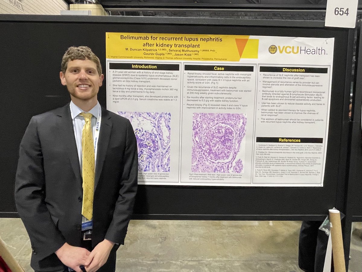 NoWars (@kidneywars) on Twitter photo #KidneyWeek: found Duncan Kilpatrick, recent graduate from <a href="/VCU/">VCU</a> SOM and current resident <a href="/JeffersonUniv/">Thomas Jefferson University</a>, presenting a case with <a href="/VCU_Nephrology/">VCU Nephrology</a> and <a href="/VCUTransplant/">VCU Health Hume-Lee Transplant Center</a> on belimumab use in recurrent lupus nephritis after kidney transplantation #KidneyWeek: found Duncan Kilpatrick, recent graduate from <a href="/VCU/">VCU</a> SOM and current resident <a href="/JeffersonUniv/">Thomas Jefferson University</a>, presenting a case with <a href="/VCU_Nephrology/">VCU Nephrology</a> and <a href="/VCUTransplant/">VCU Health Hume-Lee Transplant Center</a> on belimumab use in recurrent lupus nephritis after kidney transplantation
