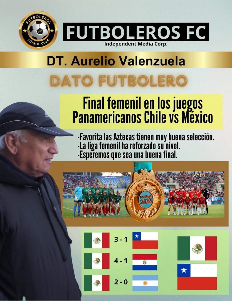 FutbolerosFClub's tweet photo. Final femenil en los juegos Panamericanos Chile vs México.
#datofutbolero #dtaureliovalenzuela #FFC https://t.co/lY4zcOnjSx