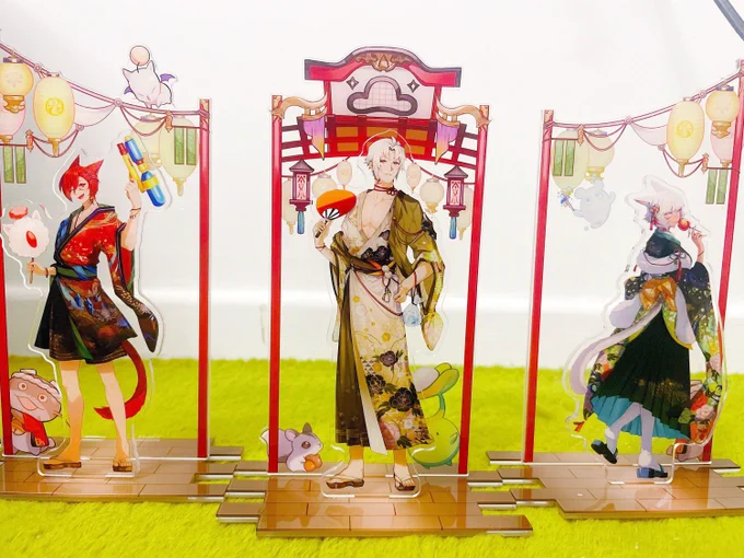 AHHH My FFXIV matsuri standees arrived!!!  I made them such that you can have them separately or display them nicely together as a set 