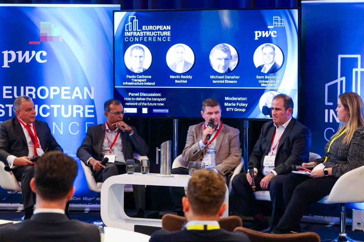 European Infrastructure Conference (@euroinfracon) on Twitter photo Our next panel discussion topic is on “How to deliver the transport network of the future now.”
Meet our panelists from Transport Infrastructure Ireland, <a href="/Bechtel/">Bechtel Corporation</a> <a href="/IrishRail/">Iarnród Éireann</a> & University of Maryland.
#EuroInfraCon #EuropeanInfrastructure2023 Our next panel discussion topic is on “How to deliver the transport network of the future now.”
Meet our panelists from Transport Infrastructure Ireland, <a href="/Bechtel/">Bechtel Corporation</a> <a href="/IrishRail/">Iarnród Éireann</a> & University of Maryland.
#EuroInfraCon #EuropeanInfrastructure2023