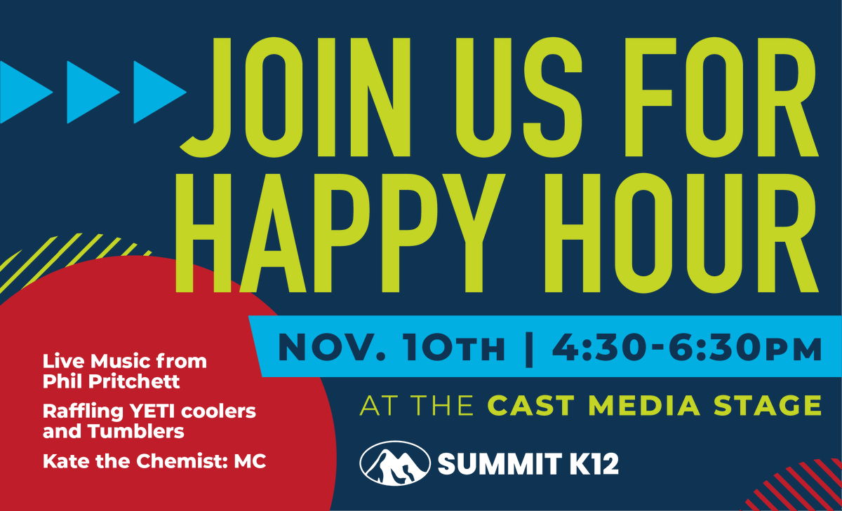 summit_k12's tweet photo. We can't wait to see y'all at our #STATCAST23 happy hour! 🤩 @TXScienceSTAT 

📅 Friday, November 10th
⏰ 4:30 - 6:30 PM
📍CAST Media Stage https://t.co/GXXbBtQJZ3