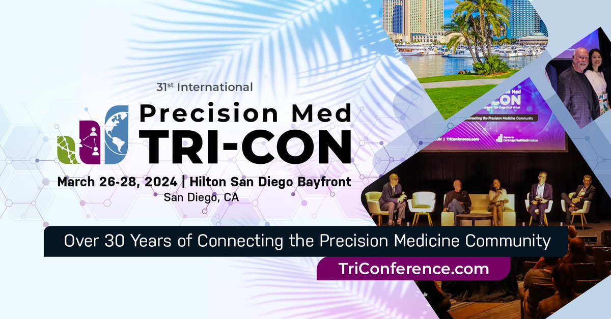 For over 30 years, #TRICON has been the epicenter of groundbreaking discussions, from #Genomics to #PrecisionHealth. Don't miss out – register now before the November 3 deadline! Be part of the conversation in sunny San Diego this March! triconference.com/?utm_source=tw…