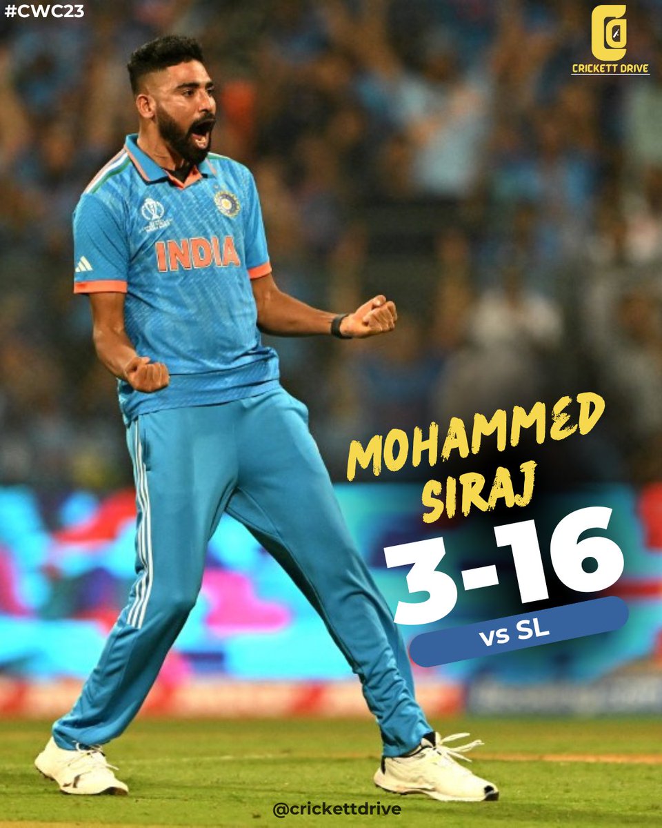 Siuuuuuraj 🔥⭐️
Siraj's fiery spell proves to be a nightmare for Sri Lanka as he decimates the top order with sheer determination and skill! 🔥🏏 #BowlingMaestro
#siraj #INDvsSL #CWC2023