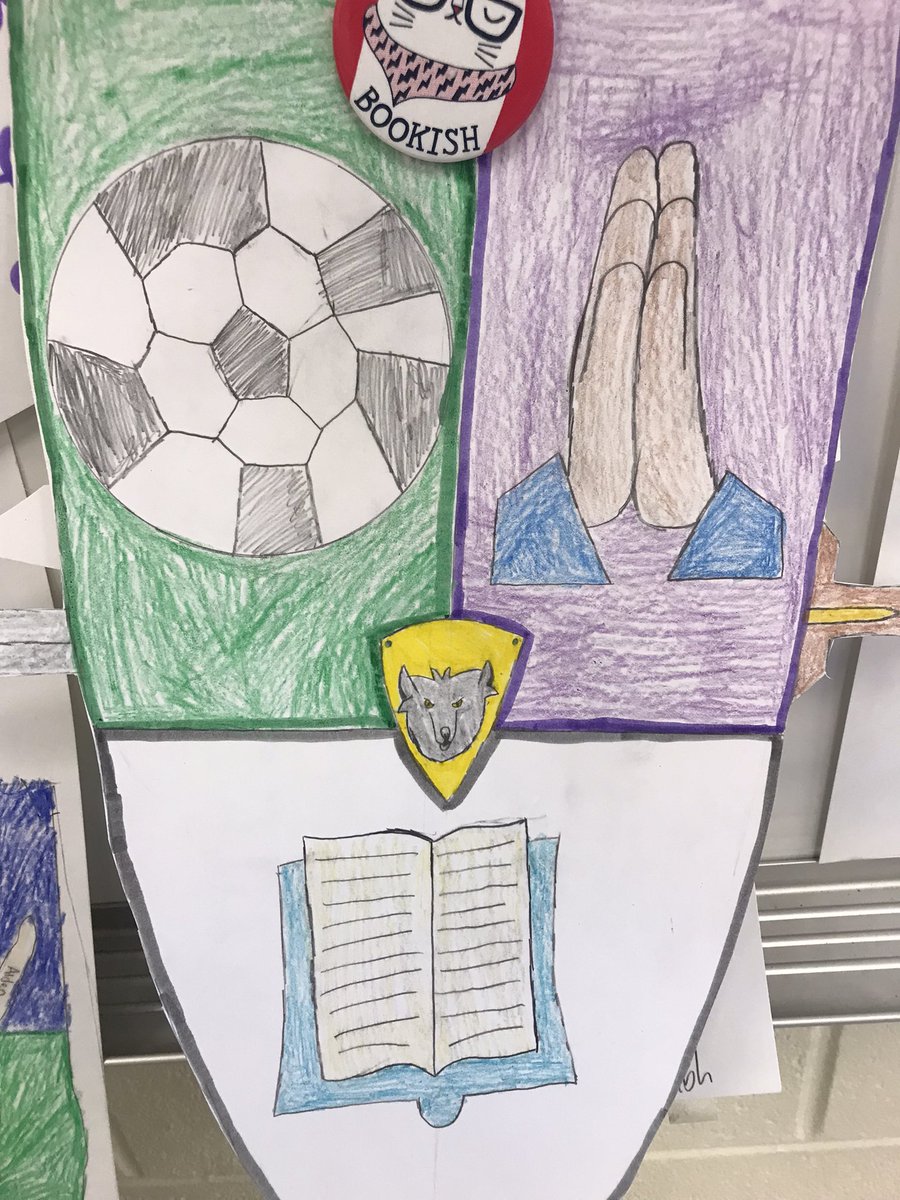 After sharing our 5th grade worries &amp; fears, we designed shields to help us remember our courage to face &amp; conquer them!  Growing good humans <a href="/ClarkCreekSTEM/">Joey Moss</a>!