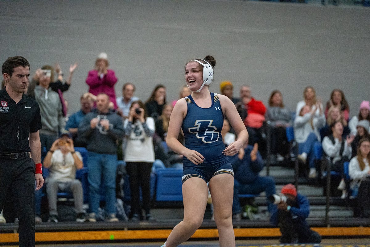 JohnCarrollU's tweet photo. It was a historic evening in the DeCarlo Center last night as the Women's Wrestling team made its debut! Congratulations to our Blue Streaks on their inaugural match, and thank you to the energetic crowd who came to support our athletes! https://t.co/h9IFWxahkl