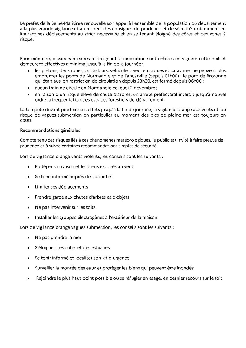 Tempête #Ciaran - point de situation à 15h30 en #SeineMaritime 

Retrouvez notre communiqué de presse ⤵️