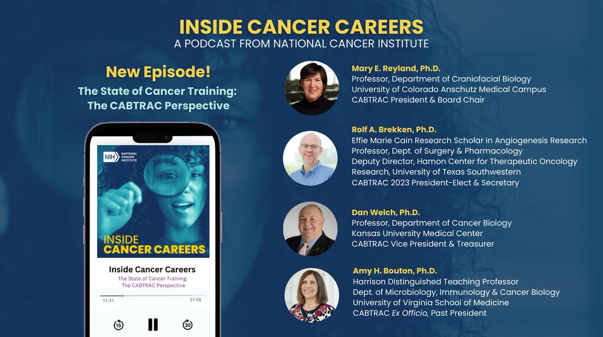 NEW EPISODE! Tune into the latest episode of #InsideCancerCareers featuring leadership of the Cancer Biology Training Consortium (CABTRAC) recorded live at the 2023 Cancer Biology Annual Retreat. Learn more & subscribe: cancer.gov/grants-trainin… @CABTRACORG