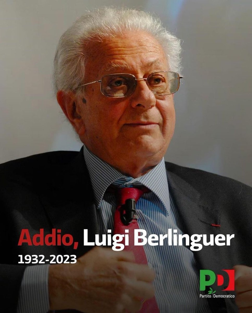 PD ROMA (@pd_roma) on Twitter photo Addio a Luigi #berlinguer.
Lo ricorderemo sempre per il suo forte senso delle istituzioni.
"Esprimo a nome di tutta la
comunità democratica il più profondo cordoglio
per la scomparsa di Luigi Berlinguer. Ai suoi
familiari e ai suoi amici vanno le nostre condoglianze" <a href="/ellyesse/">Elly Schlein</a> Addio a Luigi #berlinguer.
Lo ricorderemo sempre per il suo forte senso delle istituzioni.
"Esprimo a nome di tutta la
comunità democratica il più profondo cordoglio
per la scomparsa di Luigi Berlinguer. Ai suoi
familiari e ai suoi amici vanno le nostre condoglianze" <a href="/ellyesse/">Elly Schlein</a>