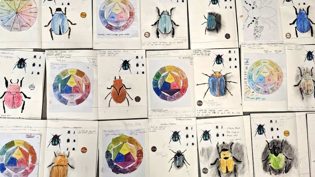 MrsCRobinsonArt's tweet photo. Year 7 being absolute superstars in lessons this week! #InsectsProject #Watercolour #Inky https://t.co/VW7GtGEMdC