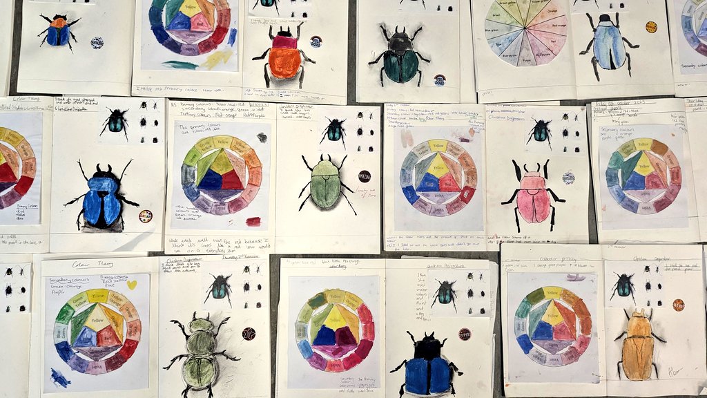 MrsCRobinsonArt's tweet photo. Year 7 being absolute superstars in lessons this week! #InsectsProject #Watercolour #Inky https://t.co/VW7GtGEMdC