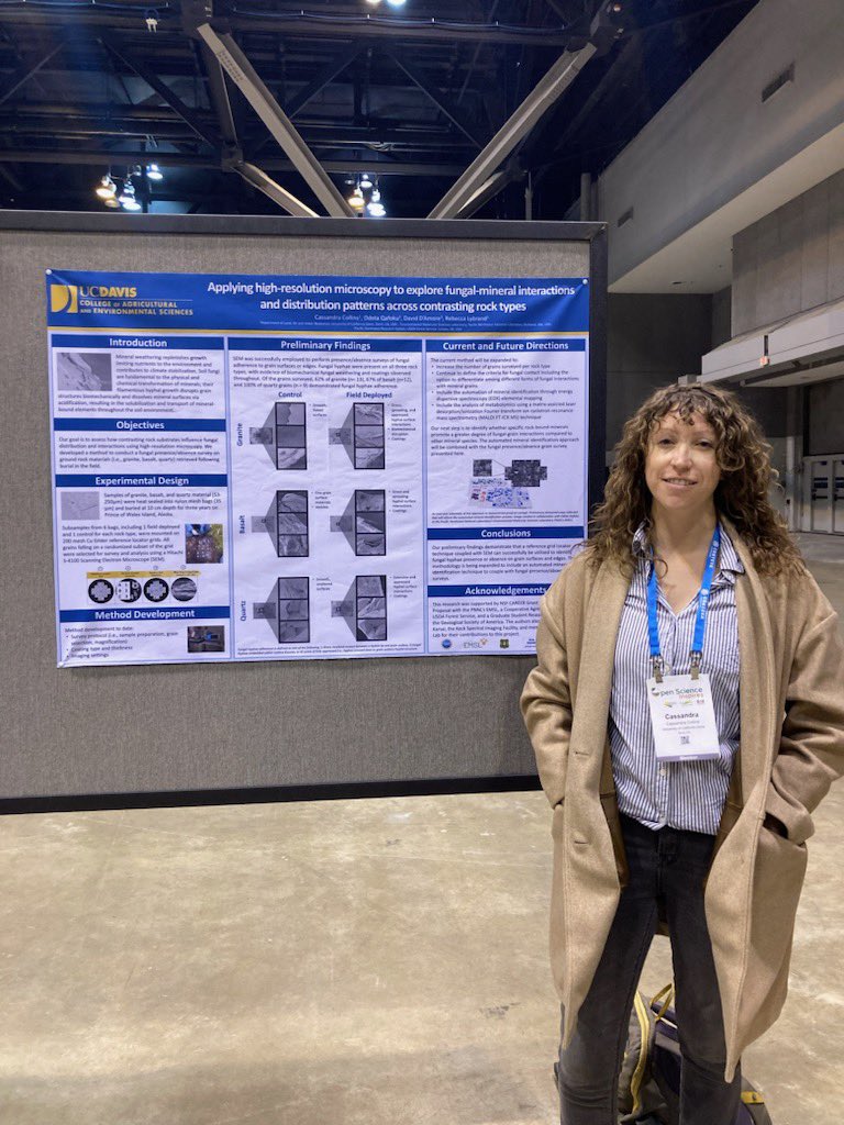 SBGUCDavis's tweet photo. Adolfo and Cassie finishing off the #ACSMtg presenting a wide breadth of soil research: from field-scale impacts of #compostmanure and #fertigation on C and N cycling, to micro scale #fungalmineralinteractions that drive weathering processes. Way to go soils team! https://t.co/Ht1D0feoyg