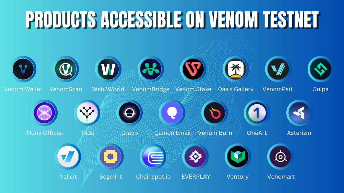 SuiInsiders's tweet photo. PRODUCTS ACCESSIBLE ON VENOM TESTNET🚀

Explore an In-Depth Compilation of Projects Launched on the @Venom_network_ #Testnet🔥

👉Dive into the world of experimentation and don't forget to share your insights in the comments below!

Like, RT & Drop your #Venom wallet address👇

#Venom #VenomTestnet #venomBlockchain