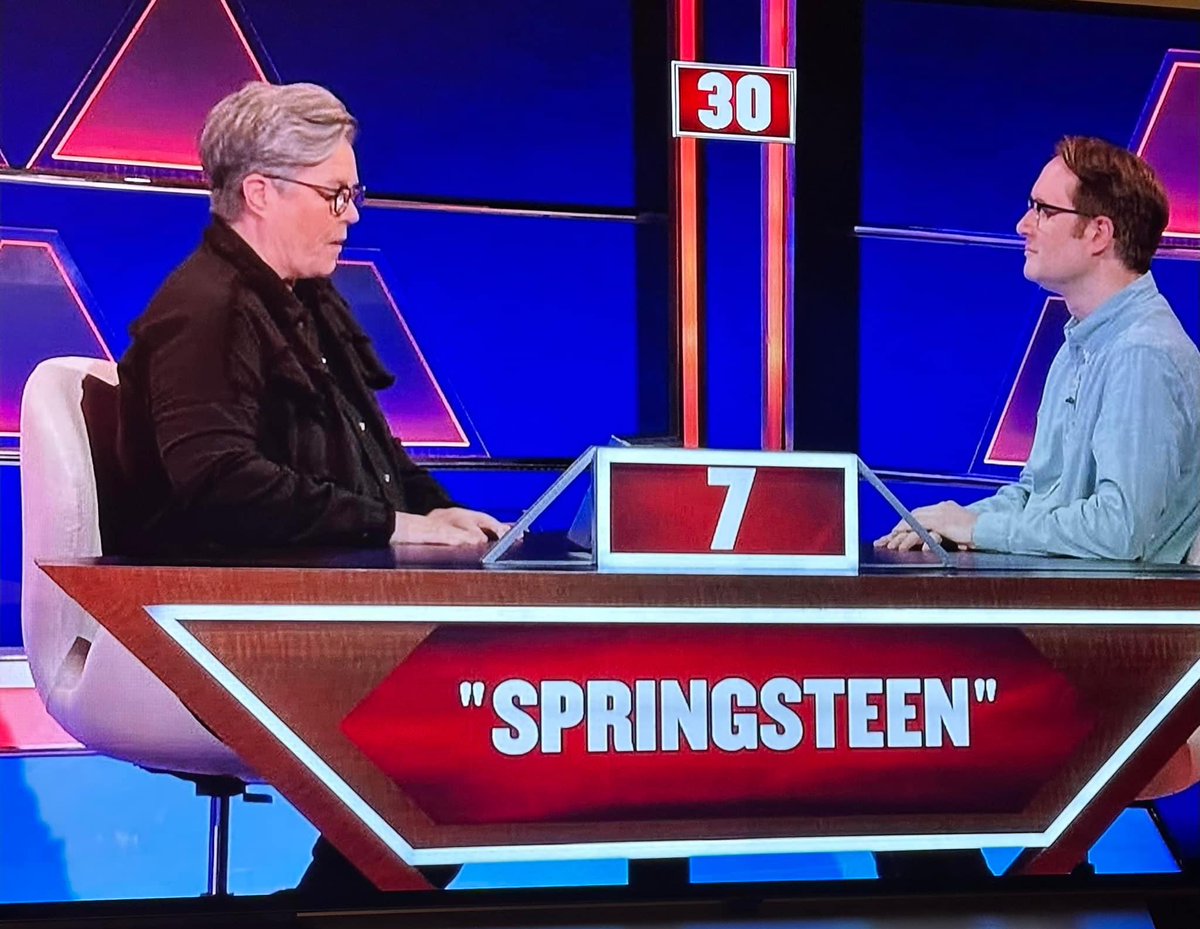 Category on <a href="/PyramidABC/">The $100,000 Pyramid</a> was “New Jersey”, clue was “Things from NJ that bring people joy.” 

This was the number 1 answer. Yes she got it right 😉 #springsteen <a href="/springsteen/">Bruce Springsteen</a>