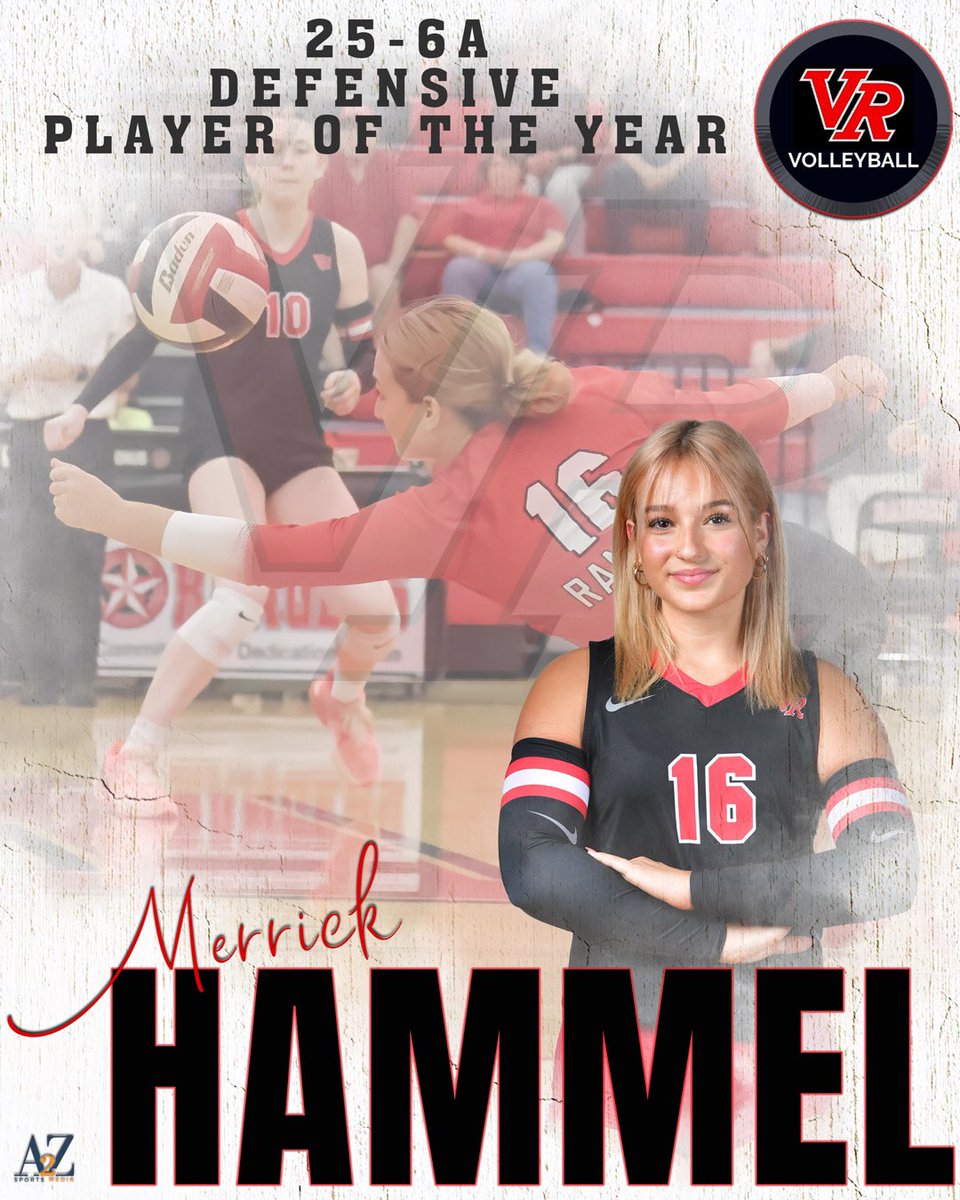 VistaRidgeVball's tweet photo. Our girl @MerrickHammel is 25-6A DEFENSIVE PLAYER OF THE YEAR ⭐️
She is not afraid to throw her body!! Congrats Merrick, you’ve earned it! https://t.co/F7NKiWq0qe